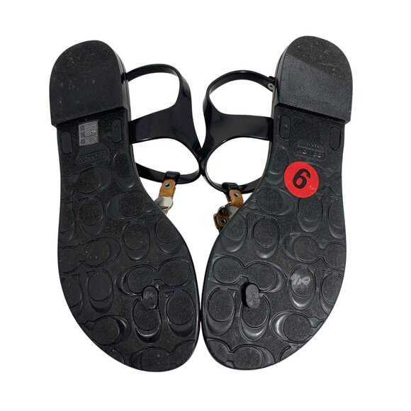 Coach Black Piccadilly Jelly Sandals Silver Hardware Womens Size 6B w/ Hang Tag - Picture 5 of 5